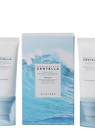 Skin1004 madagascar centella hyalu-cica water-fit sun serum uv spf 50+ pa++++ twin pack (50ml*2) набір зволожувальних сонцезахисних сироваток для обли