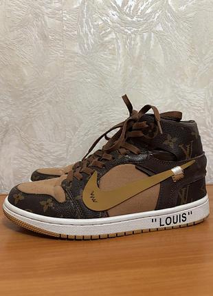 Жіночі чоловічі високі кросівки nike x louis vuitton, 25,5-25,7 см, розмір 40