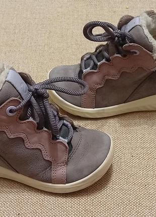 Шкіряні утеплені черевики хайтопи ecco goretex 24 15,5см