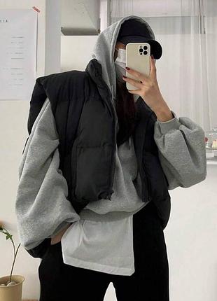 Худі oversize з начосом чорний 42-48 — ‼️заміри в описі‼️ серый