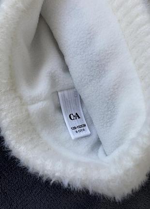 Шапка для дівчинки c&a леопардова з помпоном біла 128-152 5