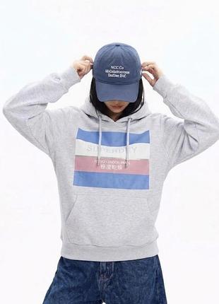 Жіноче худі superdry tokyo london paris сіре