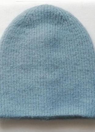 Вязаная  двуслойная шапка  бини в рубчик zara