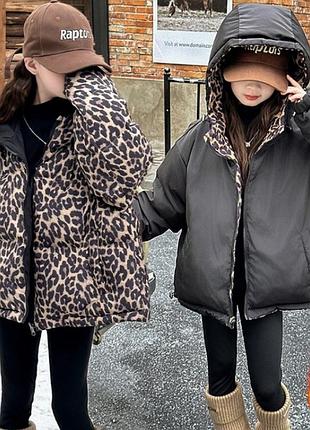 Куртка детская унисекс двухсторонняя черная деми 150