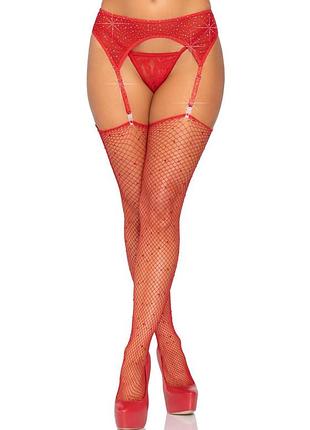 Пояс для панчіх зі стразами leg avenue rhinestone garterbelt red one size sexstyle
