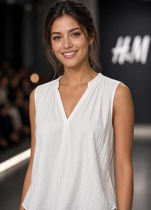 Блуза женская h&amp;m белая s вискоза хлопок