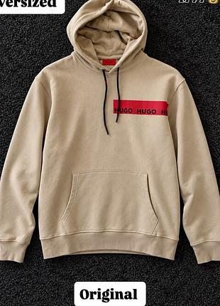 Оригінальний чоловічій худі від бренду hugo boss розмір s-m oversize