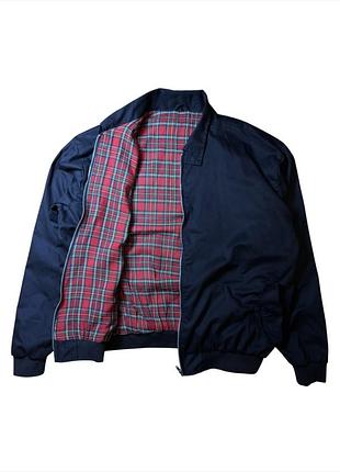Куртка харінгтон (харік) вінтажна чорна з тартаном — made in england xl-xxl