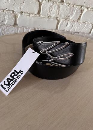 Ремінь жіночий karl lagerfeld шкіряний чорний