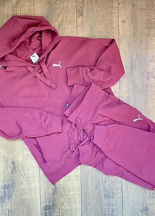 Спортивний костюм жіночий puma з худі та штанами, бордовий