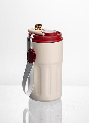 Термочашка coffee 400 мл с ремешком и датчиком температуры, красный yiwu hp-gm-5