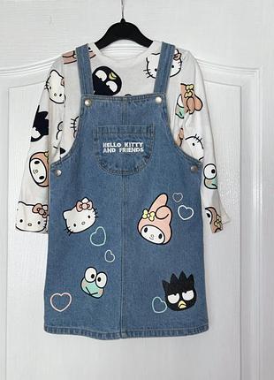 Джинсовий сарафан hello kitty та лонгслів 2