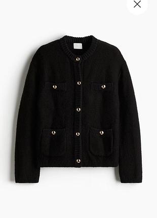 Вʼязаний кардиган жіночий h&m чорний однотонний розмір s
