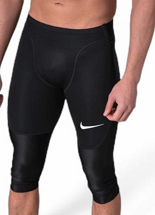 Мужские компрессионные тайтсы 3/4 nike pro aeroadapt black/white (артикул cj4809-010)