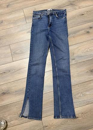 Джинси жіночі сині з розрізами zara