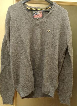 Leecooper (l). пуловер серого цвета шерсть. новый