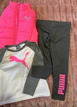 Повсякденний костюм puma для дівчинки, рожевий та сірий, 3-5 років