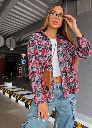 Сорочка фланелева oversize з начосом червоний 42-46 — ‼️заміри в описі‼️