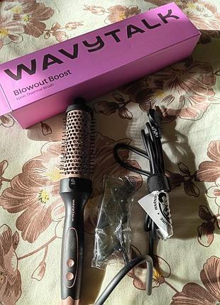 Термощітка wavytalk blowout boost 1.5", щітка-плойка з іонізацією, керамічна, 5 температур, для об’єму та локонів чорна ,термобраш