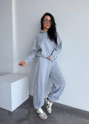 Спортивний костюм з лакости з капюшоном меланж s