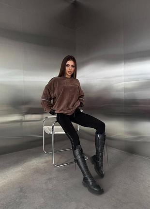 Світшот оверсайз з polar fleece шоколад 42-48