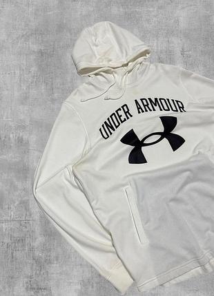 Худі under armour оригінал біле молочне кофта з капюшоном андер армор толстовка світшот 2