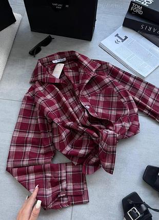 Сорочка фланелева в клітинку oversize червоний 42-44 — ‼️заміри в описі‼️