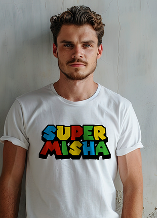 Футболка іменна з оригінальним принтом «супер міша. super misha» push it