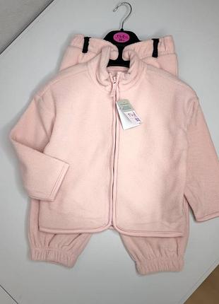 Рожевий флісовий костюм для дівчинки, зіпка + штани | primark