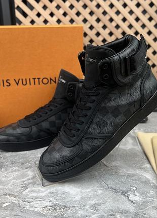 Louis vuitton rivoli damier canva logo чоловічі високі кросівки шкіра оригінал 42.5 eur