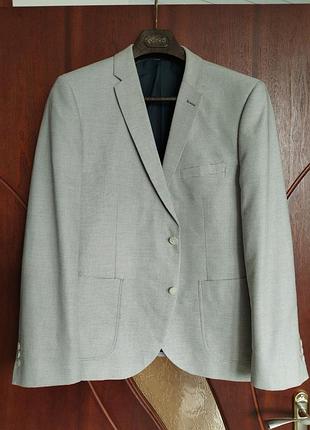 Бавовняний піджак блейзер moss london в дрібну мікросмужку, розмір (xl)