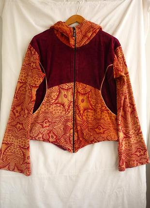 Оксамитова куртка худі moshiko boho з капюшоном та зіркою, розмір s-m