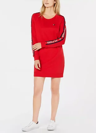 Стильне плаття tommy hilfiger оригінал s / m червона сукня - толстовка, туніка утеплена, повсякденне спортивне, на флісі