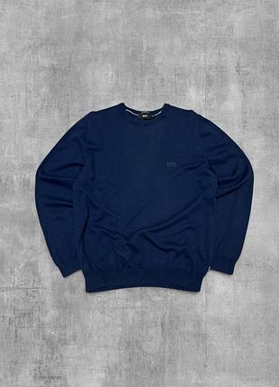Светр hugo boss оригінал темно-синій чоловіча кофта босс джемпер old money