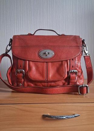 Сумка жіноча fossil maddox коралова шкіряна