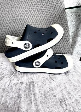Шльопанці дитячі crocs сині з білим, розмір 28/29