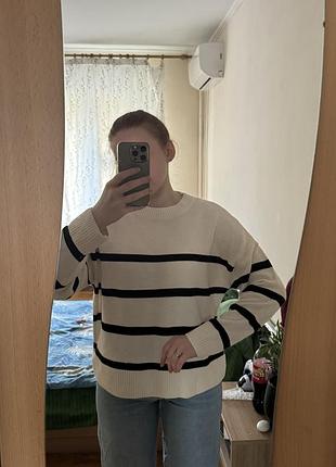 Светр жіночий h&m молочний у смужку розмір м