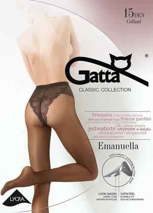 Тонкі матові колготки 15 den р. 4-l з мереживними бікіні gatta emanuella тілесні