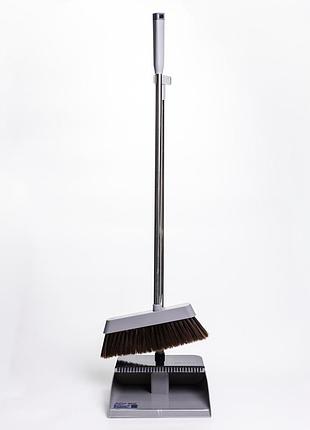 Комплект для уборки веник с совком, серый household cleaning products hp-35015-10g