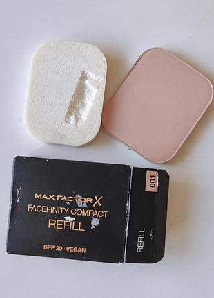 Компактна пудра max factor facefinity compact refill # 001 porcelain змінний блок нова ( пошкоджен спонжик з однієї сторони) 3