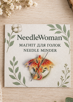 Магніт для голок для вишивання, магніт на канву needle minder | дракончик помаранчевий