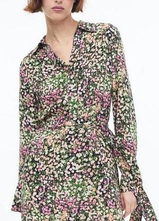 Платье миди, платье с цветочным принтом, платье-рубашка h&amp;m