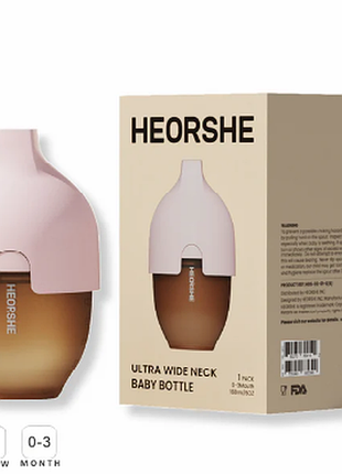 Бутылочка антиколиковая heorshe для кормления 160 мл розового цвета