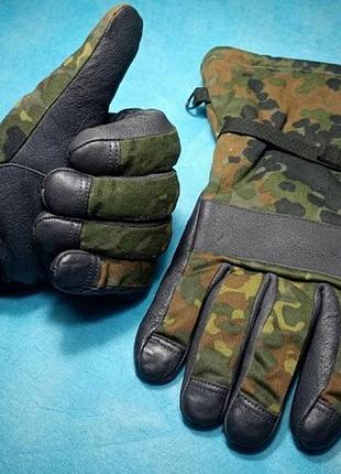 Оригинальные зимние тактические перчатки бундесвера (bw fingerhandschuh kälte/nässe) в камуфляже flecktarn.