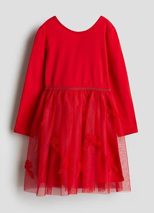 Яскрава червона сукня плаття з бантиками h&m