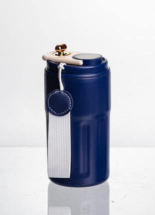 Термочашка coffee 400 мл с ремешком и датчиком температуры, синий yiwu hp-gm-4
