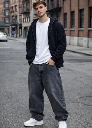 Чоловічі чорні джинси black island loose fit (вільний крій), розмір l (w34)