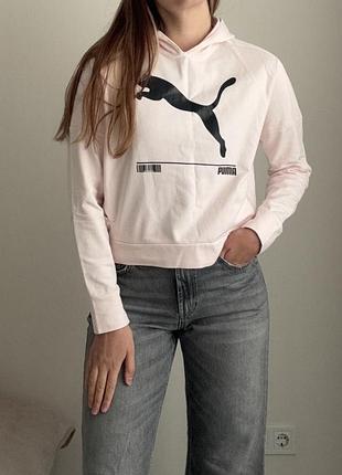 Бавовняне худі кофта світло-рожеве puma