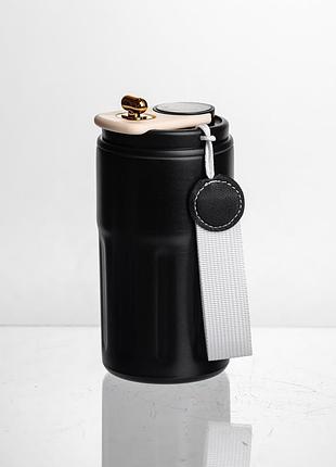 Термочашка coffee 400 мл с ремешком и датчиком температуры, черный yiwu hp-gm-3