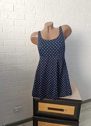 Вінтажний суцільний купальник-сукня st michael (marks & spencer) в горошок, р. l / uk 14 (made in uk)